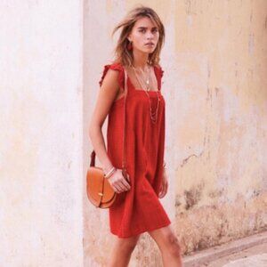 Sezane Assia Crochet Shift Dress in Ruby Size 38/6